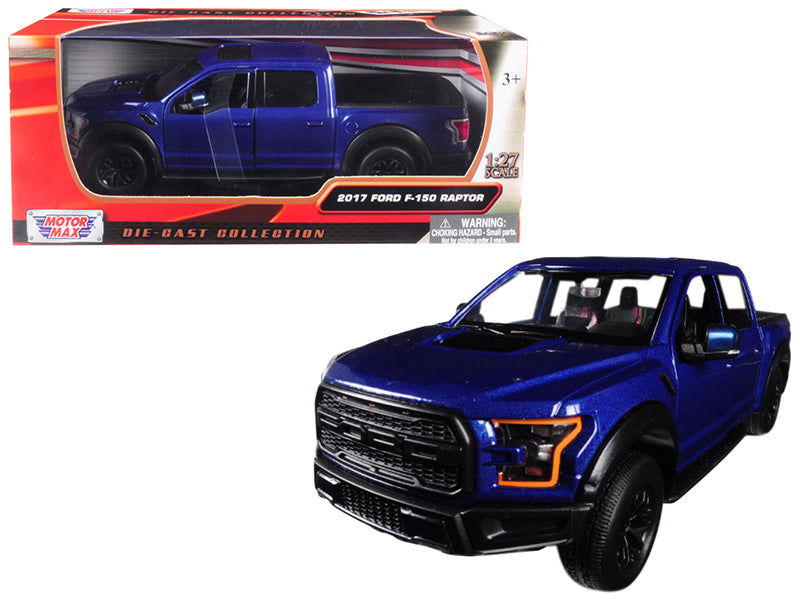 *NO BOX* 2017 Ford F-150 Raptor Pickup Truck Blue with Black Wheels 1/27 Diecast Model Car by Motormax